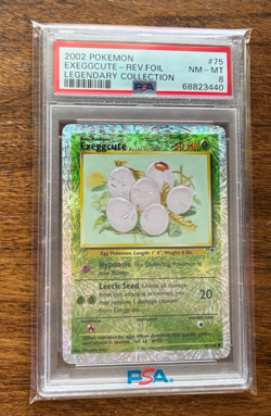 2002 POKEMON LEGENDARY COLLECTION #75 EXEGGCUTE REVERSE FOIL PSA 8 - Image 1