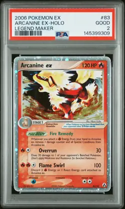 2006 POKEMON EX LEGEND MAKER #83 ARCANINE EX-HOLO PSA 2 - Image 1
