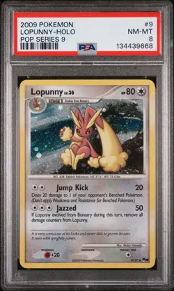 2009 Pokemon Pop Series 9 Lopunny Holo Holo Pop Series 9 PSA 8 #9 - Image 1