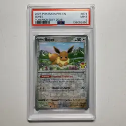 Pokemon TCG Prismatic Evolutions Pokemon Day 2025 #074 Eevee English PSA 9 MINT - Image 1