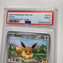 Pokemon TCG Prismatic Evolutions Pokemon Day 2025 #074 Eevee English PSA 9 MINT - Image 2