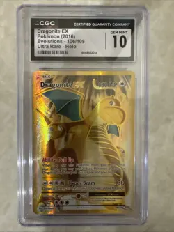 Pokemon XY Evolutions Dragonite EX 106/108 Full Art Ultra Rare PSA CGC 10 - Image 1