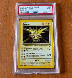 2000 Pokemon Zapdos 20/130 Base Set 2 Rare Holo PSA 9 MINT - Image 1