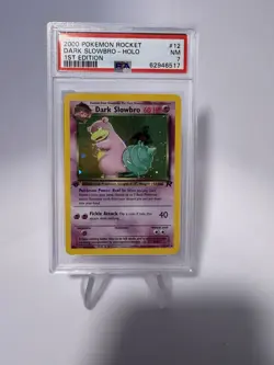 HEAD SWIRL Pokemon Team Rocket Dark Slowbro Holo Rare 1st Edition 12/82 PSA 7 - Image 1