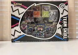 Pokemon Team Skull Pin Collection Box 4 Promo Cards 5 Booster Packs English - Image 1
