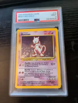 1999 Pokemon TCG Mewtwo Base Set Holo Unlimited Rare Card 10/102 PSA 9 - Image 1