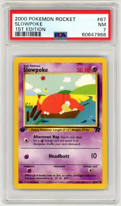 2000 Pokemon Team Rocket #67 Slowpoke 1st Edition PSA 7 - Image 1