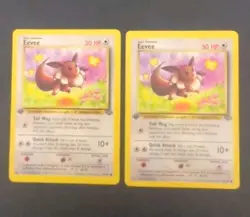 (2) Eevee Jungle 1st Edition Non-Holo 51/64 Pokemon 1999 - LP - Image 1