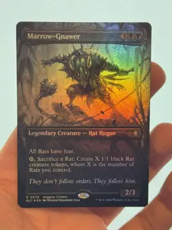 1X FOIL Marrow-Gnawer BORDERLESS MINT MTG Magic BLC Bloomburrow Critters Rat EDH - Image 1