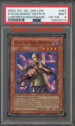 PSA 9 Kycoo the Ghost Destroy 1st Edition 062 Labyrinth of Nightmare Yugioh Card - Image 1