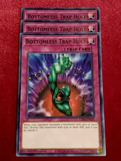 Yu-Gi-Oh! (x3) Bottomless Trap Hole - GEIM-EN045 - Rare - 1st Edition - Unplayed - Image 1