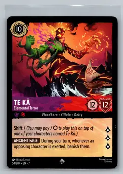Te Ka - Elemental Terror 54/204 Disney Lorcana Super Rare NM - Image 1