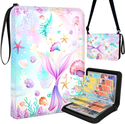 Card Binder 4-Pocket, 400 Pockets Trading Card Binder with 50 Removable Double-S - Image 1