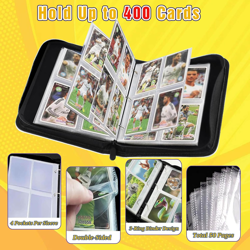 Card Binder 4-Pocket, 400 Pockets Trading Card Binder with 50 Removable Double-S - Image 4