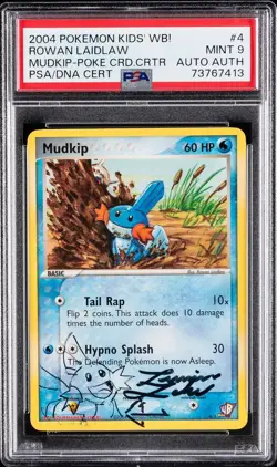 WB MUDKIP #4 POKEMON 2004 KIDS' WB! POKE CARD CREATOR PSA 9 AUTO AUTHENTIC RARE - Image 1