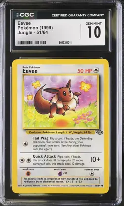 CGC 10 Eevee 51/64 Jungle Pokemon Card - Image 1