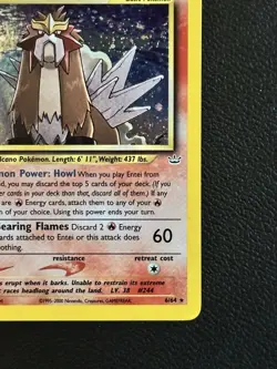Entei 6/64 Holo Neo Revelation Pokemon - Image 4