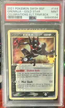 Pokemon Greninja Star Gold Star Promo Holo SWSH144 Sword & Shield PSA 9 2021 - Image 1