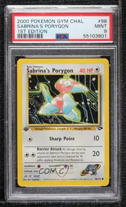 Sabrina's Porygon 1st Ed. Pokemon Gym Challenge PSA 9 MINT 2000 - Image 1