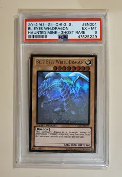 Yu-Gi-Oh Ghost Rare Blue-Eyes White Dragon Haunted Mine PSA 6 - Image 1