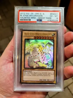 Yu-Gi-Oh Ghost Rare Blue-Eyes White Dragon Haunted Mine PSA 6 - Image 3