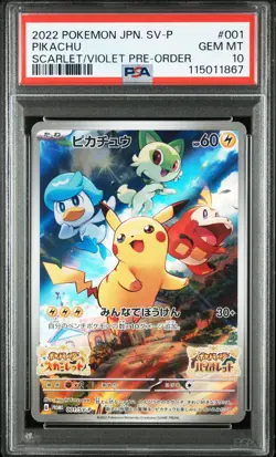 Pikachu 001/SV-P Scarlet & Violet Pre-order Sv Promo Pokemon Japanese PSA 10 - Image 1