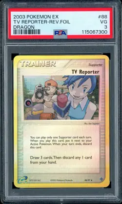 Pokemon EX DRAGON - #88/97 TV Reporter - Reverse Holo - ENG - PSA 3 Very Good - Image 1
