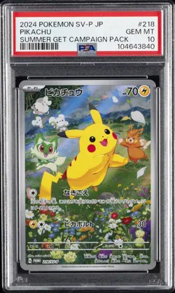 2024 POKEMON JPN SV-P PROMO #218 PIKACHU PSA 10 - Image 1