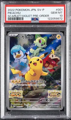2022 POKEMON JPN SV PROMO SCARLET & VIOLET PRE-ORDER #001 PIKACHU PSA 10 - Image 1