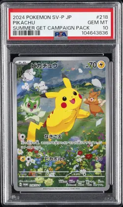 2024 POKEMON JPN SV-P PROMO #218 PIKACHU PSA 10 - Image 1