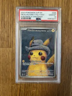2023 Pokemon SVP EN PIKACHU Grey Felt Hat Pokemon X Van Gogh #085 PSA 10 - Image 3