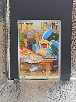 Pokemon Minun 194/182 SV04: Paradox Rift Illustration Rare Full Art Holo - Image 1