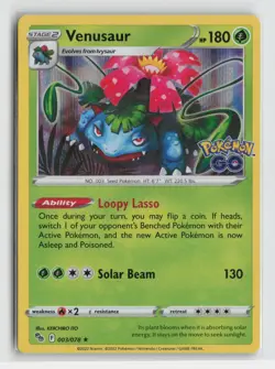 Venusaur Holo Rare Pokemon GO 003/078 NM - Image 1