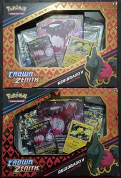 Pokemon TCG Crown Zenith Regidrago V Collection Box Factory Sealed x2 - Image 1
