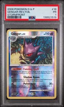2008 POKEMON DIAMOND & PEARL STORMFRONT #18 GENGAR-REVERSE FOIL PSA 1 LOW POP 3! - Image 1