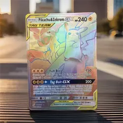 NEW Pokemon Pikachu & Zekrom GX TAGTEAM SecretRare Holo 240 HP 184/181 SMTeam Up - Image 1