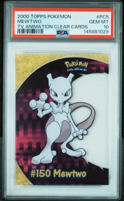 2000 TOPPS POKEMON TV ANIMATION CLEAR CARDS #PC5 MEWTWO PSA 10 - Image 1