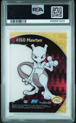 2000 TOPPS POKEMON TV ANIMATION CLEAR CARDS #PC5 MEWTWO PSA 10 - Image 2