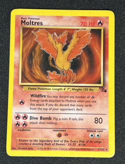 Moltres 27/62 WOTC Fossil - Non-Holo Rare Pokemon Card LP - Image 1