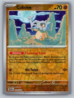 Cubone SV: Scarlet & Violet 151 #104/165 Common Reverse Holo Pokemon Card - Image 1