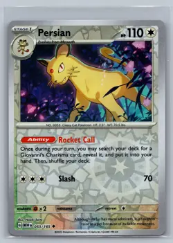 Persian SV: Scarlet & Violet 151 #053/165 Uncommon Reverse Holo Pokemon Card - Image 1