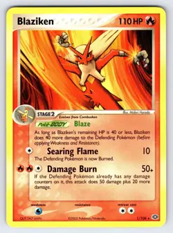 Blaziken 1/106 2005 EX Emerald Pokemon Card TCG Nintendo Non Holo Rare - Lp/Vlp - Image 1
