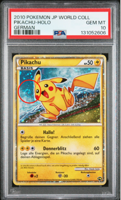 🌀2010 POKEMON JPN WORLD COLLECTION GERMAN PIKACHU-HOLO PSA 10- Swirl 🌀POP#85🌀 - Image 1