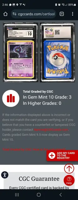 (POP 3) CGC 10 GEM MINT Shuppet 72/101 EX Hidden Legends Reverse Holo Pokemon - Image 4