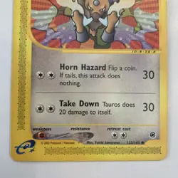 Mp-Lp Tauros 133/165 Expedition Base Set Pokemon Yuichi Sawayama - Image 3