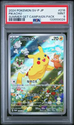 2024 Pokemon Pikachu Japanese SV-P PROMO Summer Get Campaign! #218 PSA 9 - Image 1