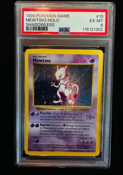 1999 Pokemon Base Set Shadowless Mewtwo Holo 10/102 PSA 6 - Image 1