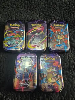Pokemon TCG Mega Evolution Mini Tins Artwork Set Sealed - Image 1