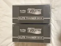 Pokemon TCG: SW&SH Evolving Skies ETB Pair Of 2 Artworks w Plastic Display Case - Image 5