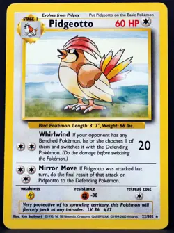 Pokemon - Pidgeotto - 22/102 - Base Set - 4th Print - 1999-2000 Non-holo Single - Image 1